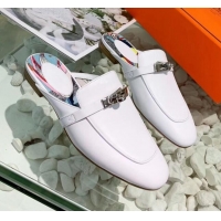 Top Design Hermes Calfskin Oz Mules 033135 White