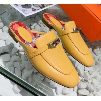 Unique Style Hermes Calfskin Oz Mules 033135 Yellow