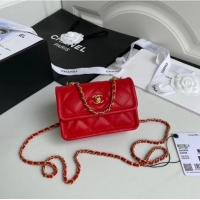 Low Cost Chanel mini flap bag Sheepskin & Gold-Tone Metal AP1738 Red