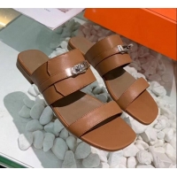 Popular Style Hermes Calfskin Avenue Sandal 040127 Brown