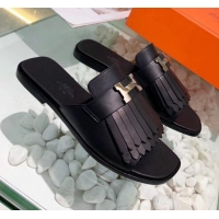 Top Quality Hermes Calfskin Auteuil Sandal 040132 Black