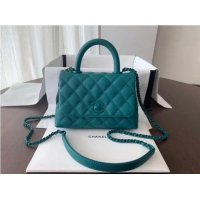 Famous Brand Chanel coco mini flap bag with top handle AS2215 green