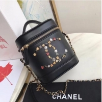 Buy Cheapest Chanel Lambskin Crystal Calfskin & Gold-Tone Metal AS1882 black