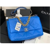 New Design Chanel 19 Large Flap Bag AS1162 Electric Blue