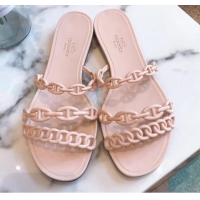 New Style Hermes "Chaine d'Ancre" PVC Flat Sandal 42031 Beige