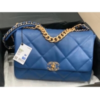 Top Quality chanel 19 large flap bag AS1162 dark blue