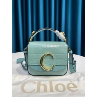 Discount Chloe C Clutch With Chain Bag Original Leather C93108 Light Blue