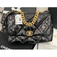 Best Product Chanel 19 large flap bag Waxed skin AS1162 Black