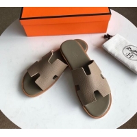 Low Price Hermes Izmir Sandal For Men in Togo Calfskin Grey 062269