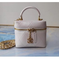 Unique Discount Chanel Lambskin Crystal Calfskin & Gold-Tone Metal AS1889 white