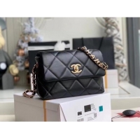 Grade Popular Chanel flap bag Lambskin & Gold-Tone Metal AS2299 black