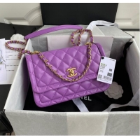 Best Price Chanel Flap Bag Sheepskin & Gold-Tone Metal AP1737 Purple