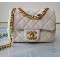 Hot Sell Chanel flap bag Lambskin Resin & Gold-Tone Metal AS2379 white