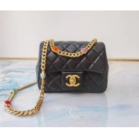 Inexpensive Chanel flap bag Lambskin Resin & Gold-Tone Metal AS2379 Black