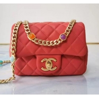 Cheap Price Chanel flap bag Lambskin Resin & Gold-Tone Metal AS2379 red