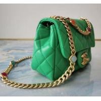 Promotional Chanel flap bag Lambskin Resin & Gold-Tone Metal AS2379 green