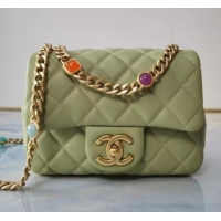 Shop Grade Chanel flap bag Lambskin Resin & Gold-Tone Metal AS2379 light green