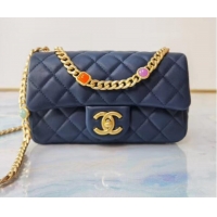 Good Looking Chanel flap bag Lambskin Resin & Gold-Tone Metal AS2380 Navy