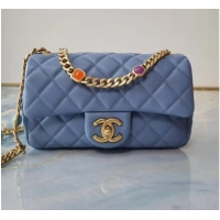 Affordable Price Chanel flap bag Lambskin Resin & Gold-Tone Metal AS2380 light blue