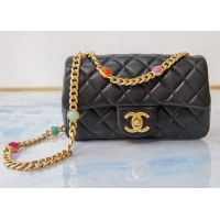 Top Quality Chanel flap bag Lambskin Resin & Gold-Tone Metal AS2380 black