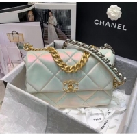 Famous Brand Chanel 19 Large Flap Bag AS1161 White