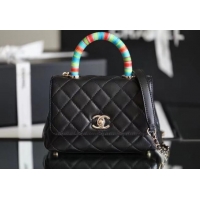 Inexpensive Chanel Mini Flap Bag With Top Handle AS2215 Black