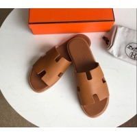 Shop Duplicate Hermes Izmir Sandal For Men in Epsom Calfskin Brown 062283