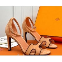 Good Product Hermes Premiere Crystal H Heel 90 Sandals Nude/Black 082701