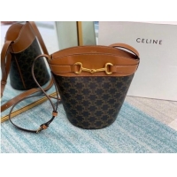 Top Grade CELINE MEDIUM TAMBOUR BAG IN TRIOMPHE CANVAS 192072 brown