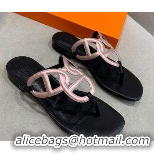 Best Design Hermes Beach Flat Sandals 092316 Pink