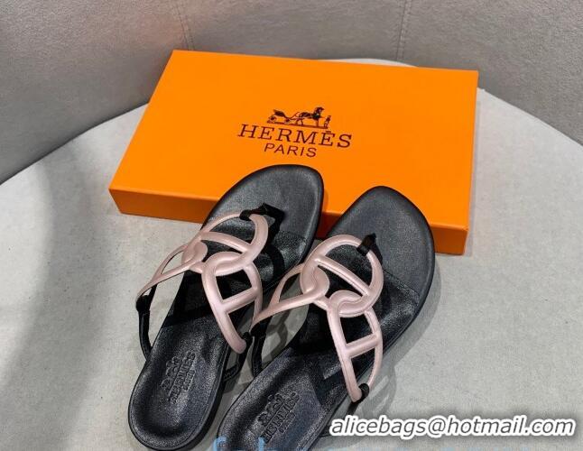 Best Design Hermes Beach Flat Sandals 092316 Pink