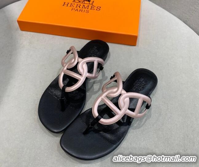 Best Design Hermes Beach Flat Sandals 092316 Pink