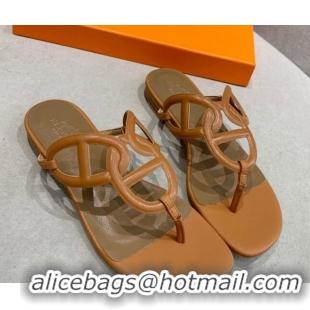 Best Product Hermes Beach Flat Sandals 092316 Brown