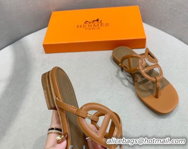 Best Product Hermes Beach Flat Sandals 092316 Brown