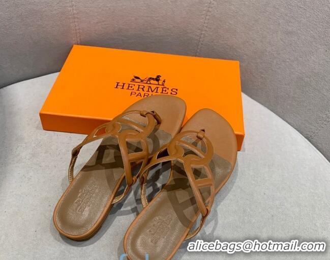 Best Product Hermes Beach Flat Sandals 092316 Brown