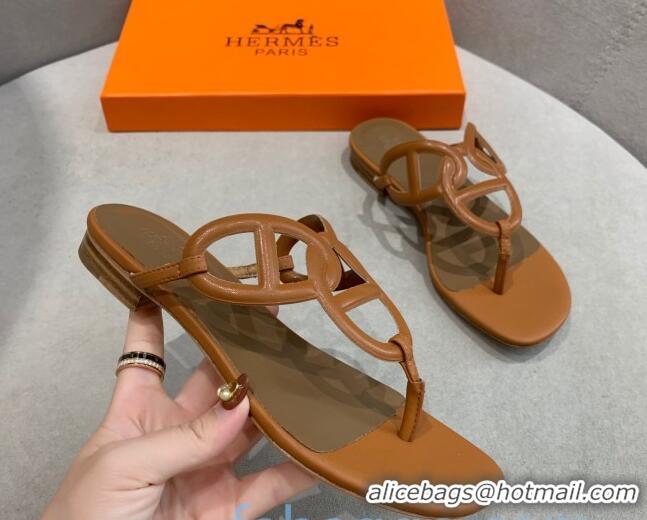 Best Product Hermes Beach Flat Sandals 092316 Brown