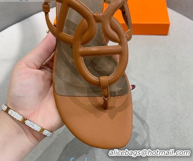 Best Product Hermes Beach Flat Sandals 092316 Brown