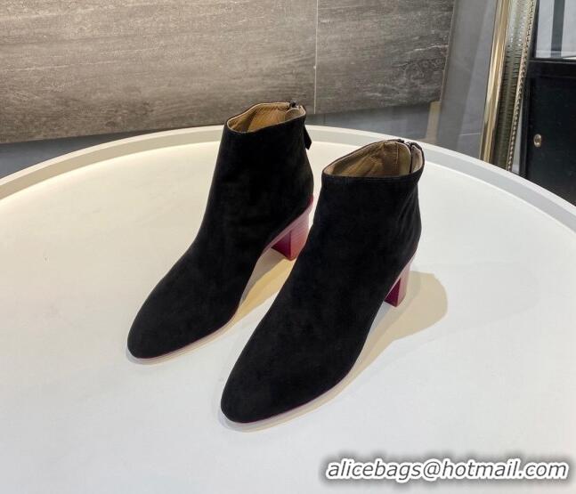 Purchase Hermes Suede Ankle Boot With 5cm Pink Heel 111284 Black