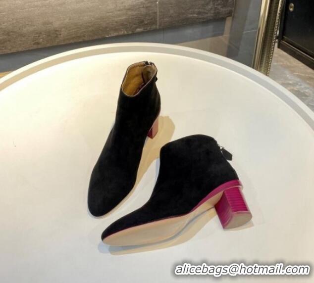 Purchase Hermes Suede Ankle Boot With 5cm Pink Heel 111284 Black