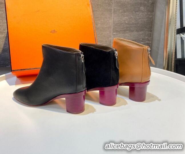 Most Popular Hermes Calfskin Ankle Boot With 5cm Pink Heel 111285 Brown