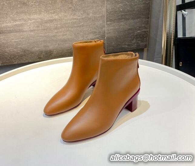 Most Popular Hermes Calfskin Ankle Boot With 5cm Pink Heel 111285 Brown