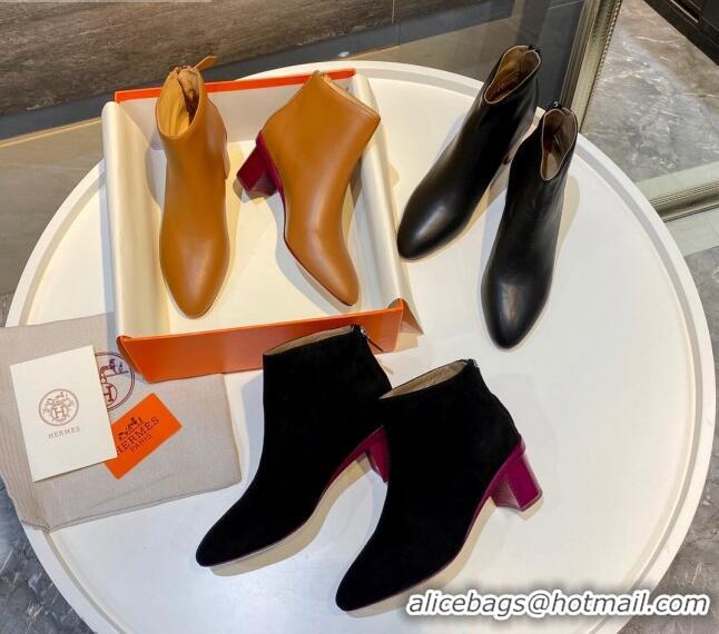 Most Popular Hermes Calfskin Ankle Boot With 5cm Pink Heel 111285 Brown