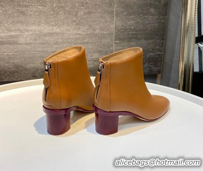 Most Popular Hermes Calfskin Ankle Boot With 5cm Pink Heel 111285 Brown