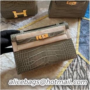 Top Grade Hermes Kelly 22cm Tote Bag Original Leather KL22 gray