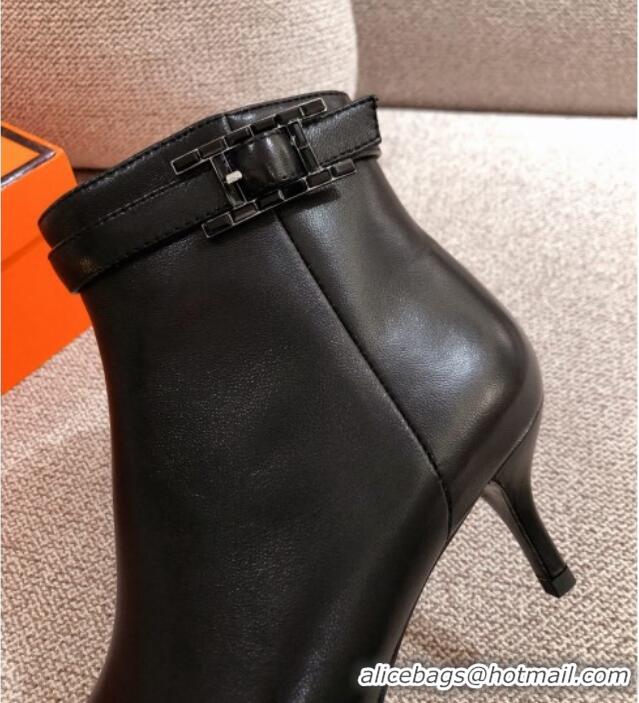 Pretty Style Hermes Calfskin Blanche Ankle Boot With 6cm Heel 111287 Black