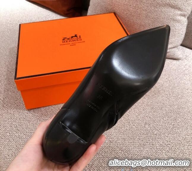 Pretty Style Hermes Calfskin Blanche Ankle Boot With 6cm Heel 111287 Black