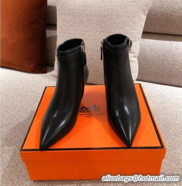 Pretty Style Hermes Calfskin Blanche Ankle Boot With 6cm Heel 111287 Black