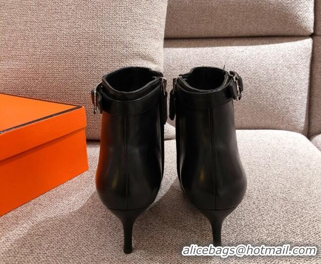 Pretty Style Hermes Calfskin Blanche Ankle Boot With 6cm Heel 111287 Black