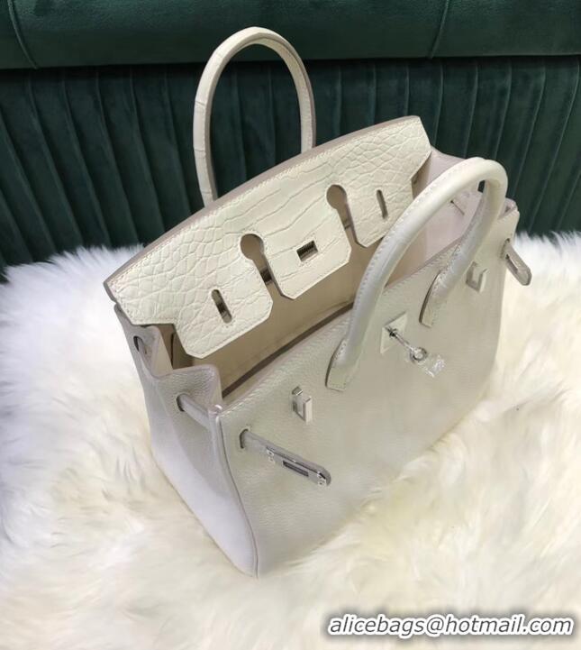 Traditional Specials Hermes Birkin Bag Original Leather crocodile togo HBK2530 &white