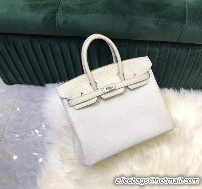 Traditional Specials Hermes Birkin Bag Original Leather crocodile togo HBK2530 &white